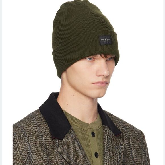 rag & bone Addison Merino Wool Beanie Olive NWT $ 95.00 - Picture 3 of 8